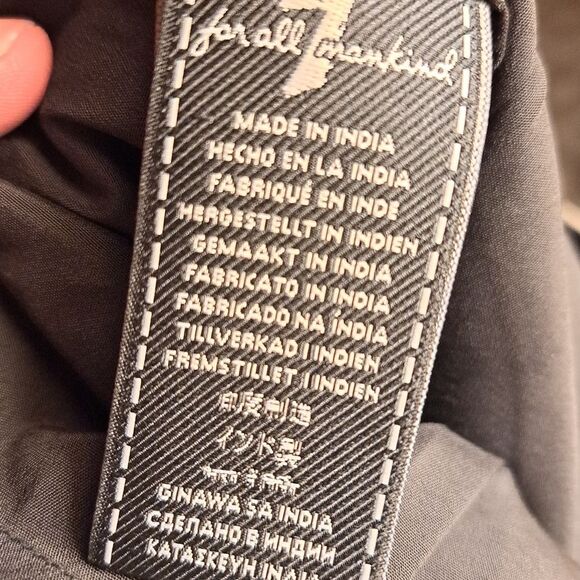 7 For All Mankind Suede Mini Skirt with Gold Piping in Jet Black size s NWT - Picture 3 of 9